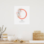 O Letter Monogram Witte Orchideeën en Pampagras Poster (Keuken)