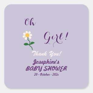 O Meisje! Schattige Daisy Baby Meisje Shower Vierkante Sticker