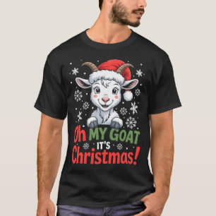 O mijn geit Het is Kerstmis Cartooneske Boerderijd T-shirt