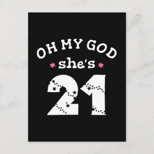 O mijn god zij is 21 jaar oud briefkaart