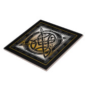 O Monogram Celtic Black Stone keramische Tegels Tegeltje (Zijkant)