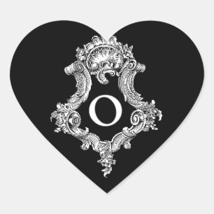O Monogram Initiaal Hart Sticker