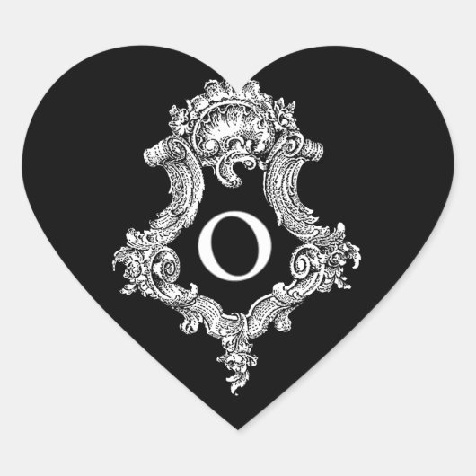 O Monogram Initiaal Hart Sticker (Voorkant)
