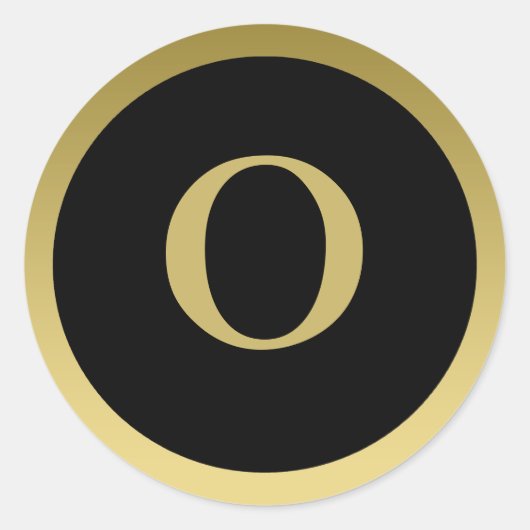 O :: Monogramme O Élégant Sticker Or et Noir (Devant)