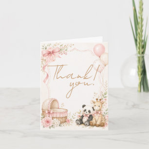 O Oh Baby Panda en Giraffe Baby Shower Bedankkaart