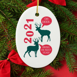 O Oh Hertengekker Kerst Vrije Tijd Pret Keramisch Ornament