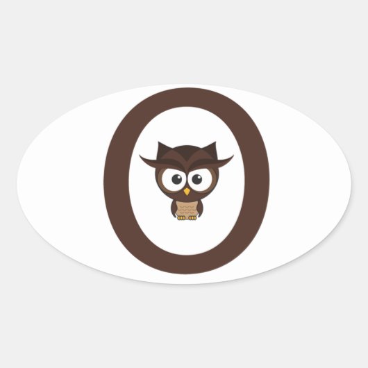 O - Owl Ovale Sticker (Voorkant)