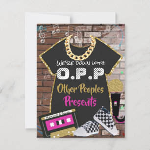 O.P.P. Retro 90's Hip Hop Pink Gold Bedankkaart