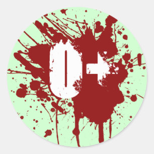 O positieve bloedgroep Grappige vampier & zombie d Ronde Sticker