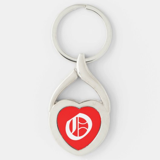 "O" Rode Hart Sleutelhanger (Voorkant)