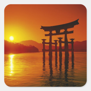 O-Torii-poort, Itsukushima-schrijn, Miyajima, Vierkante Sticker