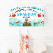 O-vis-ally vissen thema 4e verjaardag achtergrond spandoek (Insitu)