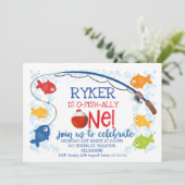 O-vis-bondgenoot een dobber verjaardagsuitnodiging kaart (Staand voorkant)