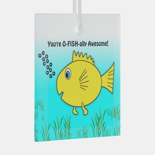 O-visaal Geweldige zwemCartoon Vis Glas Ornament (Voorkant Rechts)