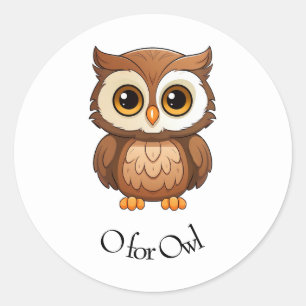 O voor uil ronde sticker