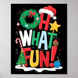 O wat een leuk kerstfeest met krans en boom poster