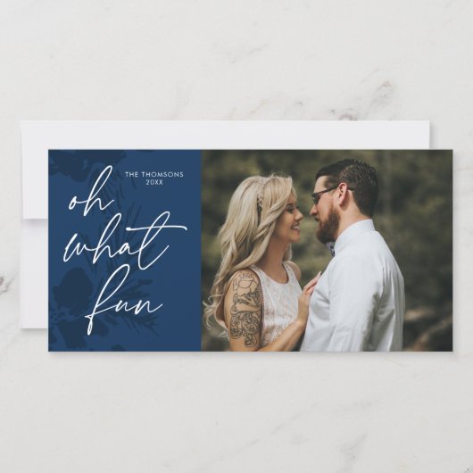 O wat een leuke heldere kerstblauwe kerstkaart (Voorkant)