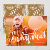 O wat een pret foto kaart geweldige witte script (Voorkant / Achterkant)