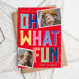 O wat een pret Sneeuw Overlay 2 Foto Kerstmis Feestdagenkaart