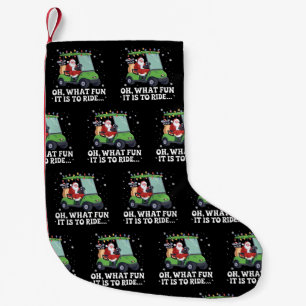 O, wat is het leuk om Kerstman Golf Kerstmis te ri Kleine Kerstsok