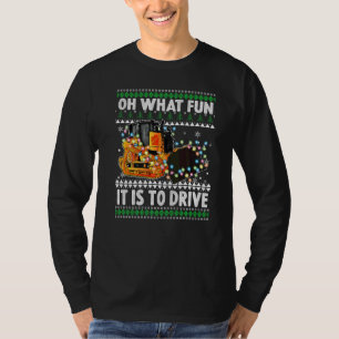 O wat is het leuk om met Kerst humor bulldozer te T-shirt