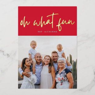 O wat leuk Goud Gedrukt Rood Kerst Foto Folie Feestdagenkaart