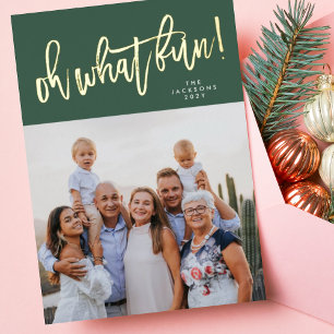 O wat leuk Goud gestempeld Groen Kerst foto Folie Feestdagenkaart