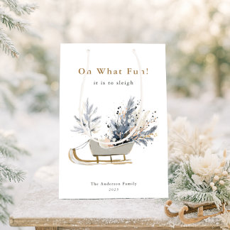 O wat leuk moderne winter slee florale Kerstmis Medium Cadeauzakje