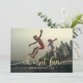 O, wat leuk! Platte kerstfoto kaart (Staand voorkant)