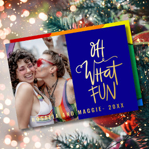 O wat leuk Royal Blue Kerst Foto Echt Folie Feestdagenkaart