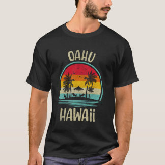 Oahu Beach Hawaii Palm Tree familie zomervakantie T-shirt