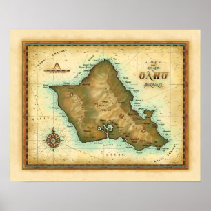 Oahu-eiland Hawaii Poster