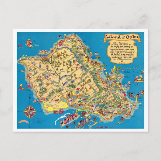 Oahu Funny  Map Briefkaart (Voorkant)