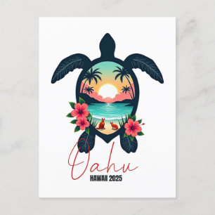 Oahu Hawaï 2025 Schildpad Familie Zomer Vakantie Briefkaart