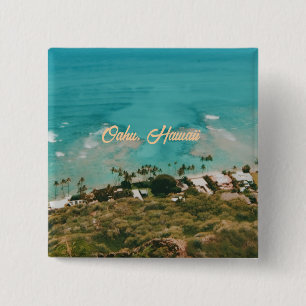 Oahu Hawaï Eiland Reis Souvenir Vierkante Button 5,1 Cm