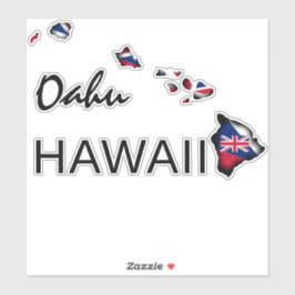 OAHU - HAWAÏ EILANDEN HI Vlag ZWART Sticker
