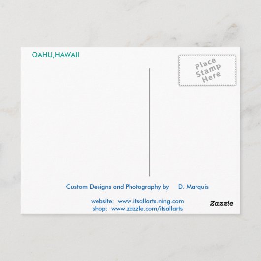 OAHU, HAWAII#6 CARTE POSTALE (Dos)