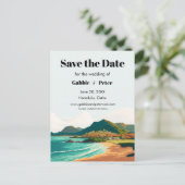 Oahu Hawaii Beach Bruiloft Save the Date Briefkaart (Staand voorkant)