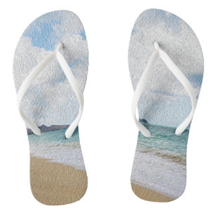 Oahu Hawaii Beach Digital Art Oil Painting Teenslippers