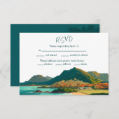 Oahu Hawaii Beach Mountain bruiloft RSVP Kaartje (Voorkant / Achterkant)