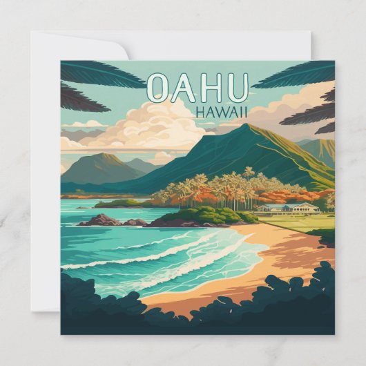 Oahu Hawaii Beach Retro (Voorkant)