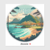 Oahu Hawaii Beach  Retro Sticker (Vel)