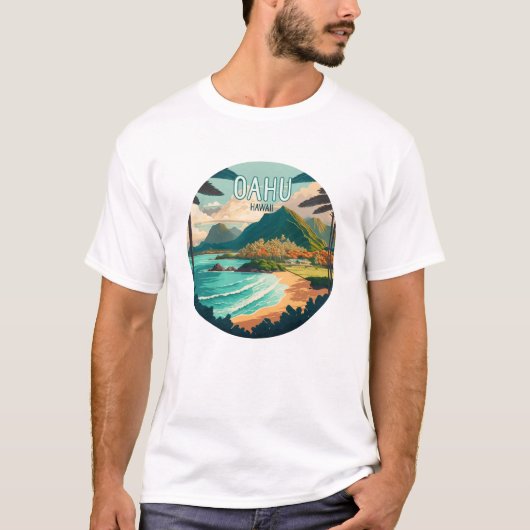 Oahu Hawaii Beach  Retro T-shirt (Voorkant)