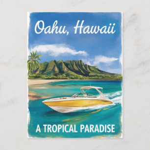 Oahu Hawaii Beach Travel Waterverf Schilderij Briefkaart