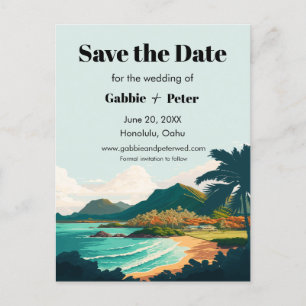 Oahu Hawaii Bruiloft Save the Date Briefkaart