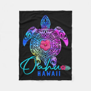 Oahu Hawaii Hawaiaanse Tie Dye Zeeschildpad Vakant Fleece Deken