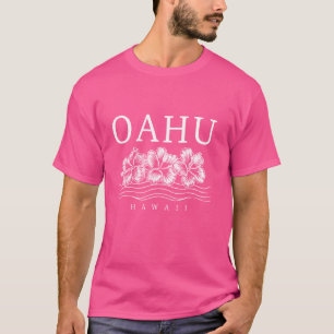 Oahu Hawaii Hawaiian Hibiscus Flowers Surfer Souve T-shirt