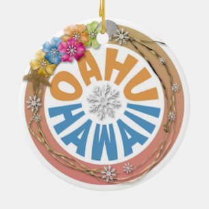 Oahu Hawaii hibiscus vakantieornament Keramisch Ornament