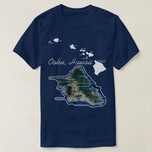 Oahu Hawaii met Hawaïaanse eilanden T-shirt (Design voorkant)