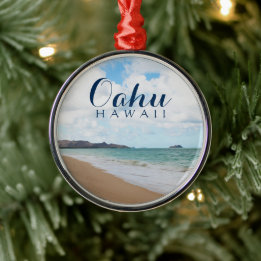 Oahu Hawaii Ocean Waves & Beach Metalen Ornament